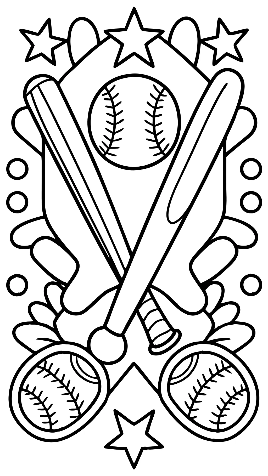 Página para colorear de bate de béisbol